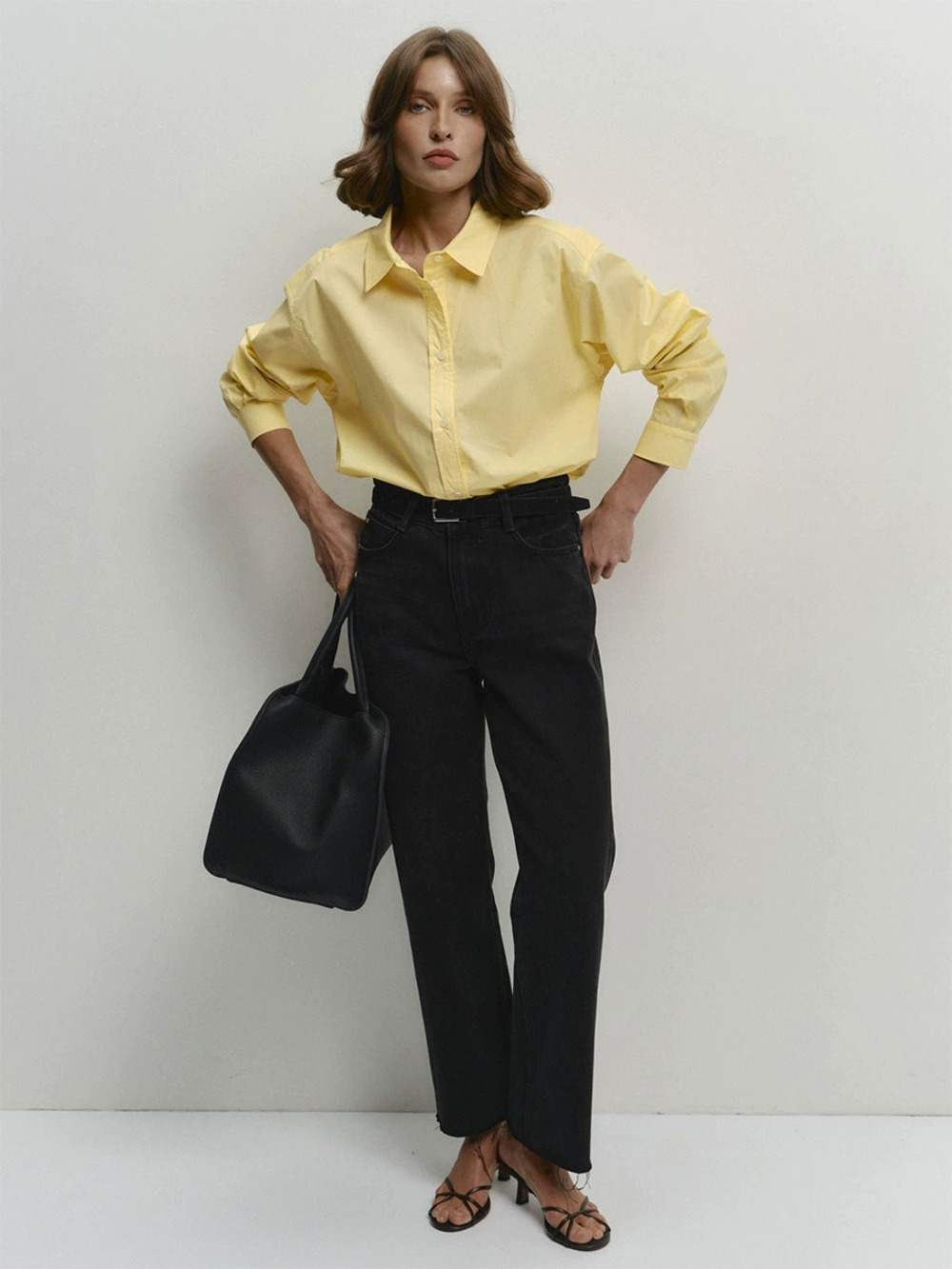 Zara Spring Summer Yellow Cotton Shirt Loose Casual Blouse